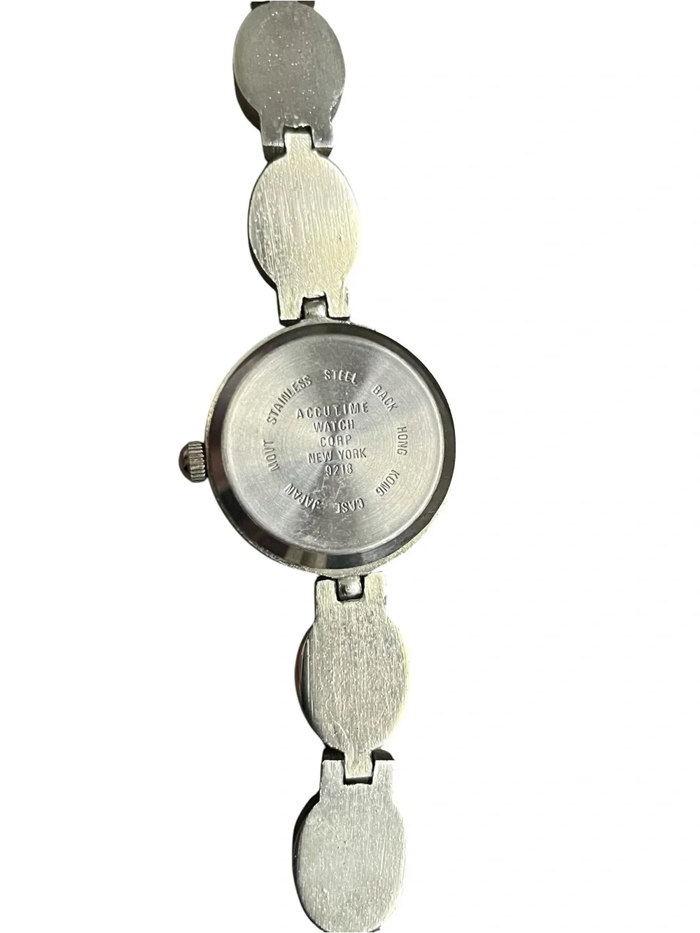 Vintage Vivani Mood Stone Watch Link Bracelet Accutime Quartz Silver Tone Retro